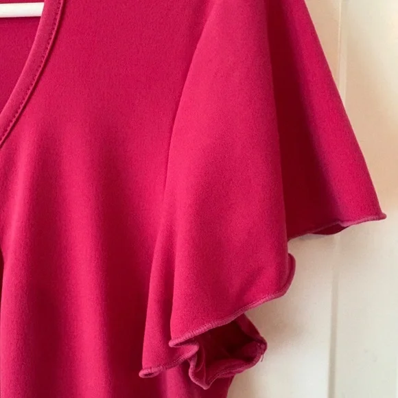 Women's Flutter Sleeve Shirt Size S Raspberry Pink Style & Co. - Picture 5 of 9